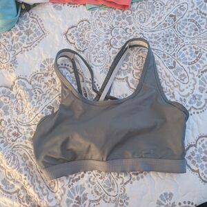 Avia Gray Sports Bra with Strappy Back